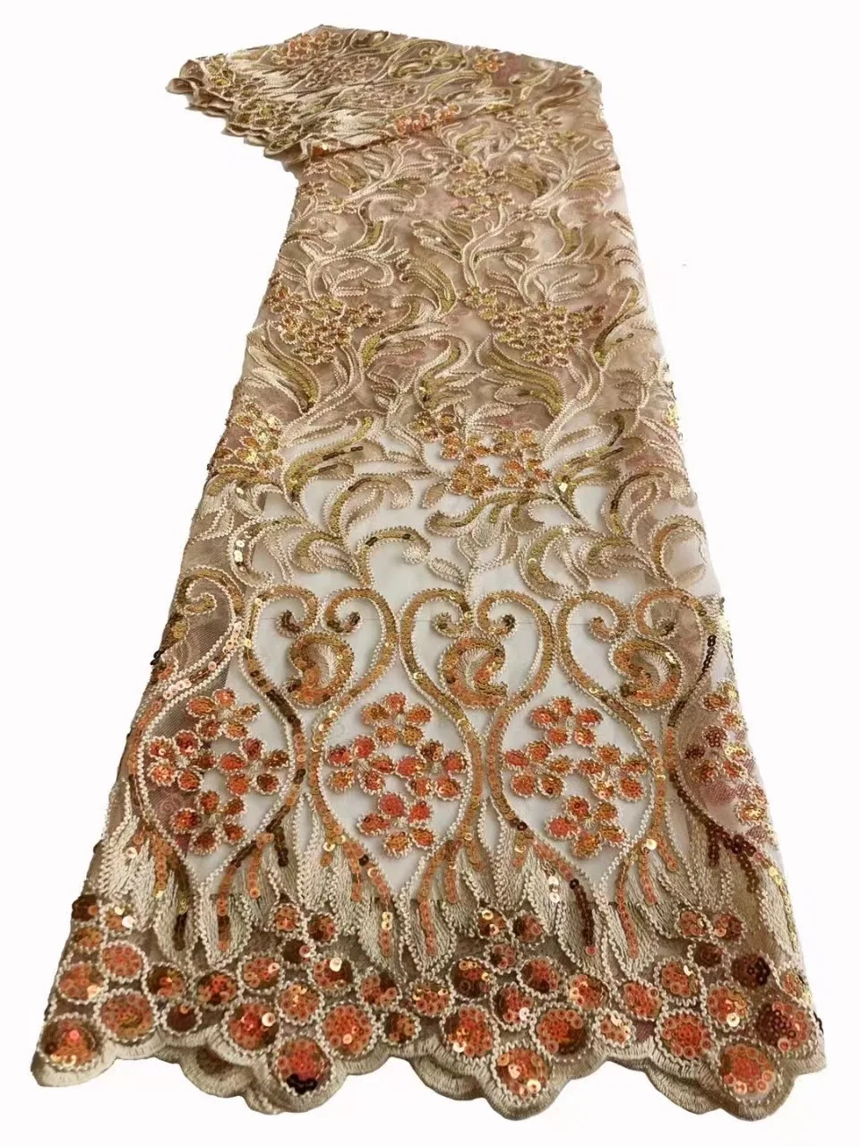 

African Sequins Lace Fabric 2022 High Quality Nigerian Net Mesh Lace Fabric French Embroidery Lace Fabric For Wedding KDP22120