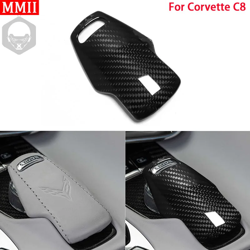 

RRX Dry Carbon Fiber For Corvette C8 Z51 2020-2022 Center Console Gear Shift Head Knob Panel Cover Trim Car Accessories Styling