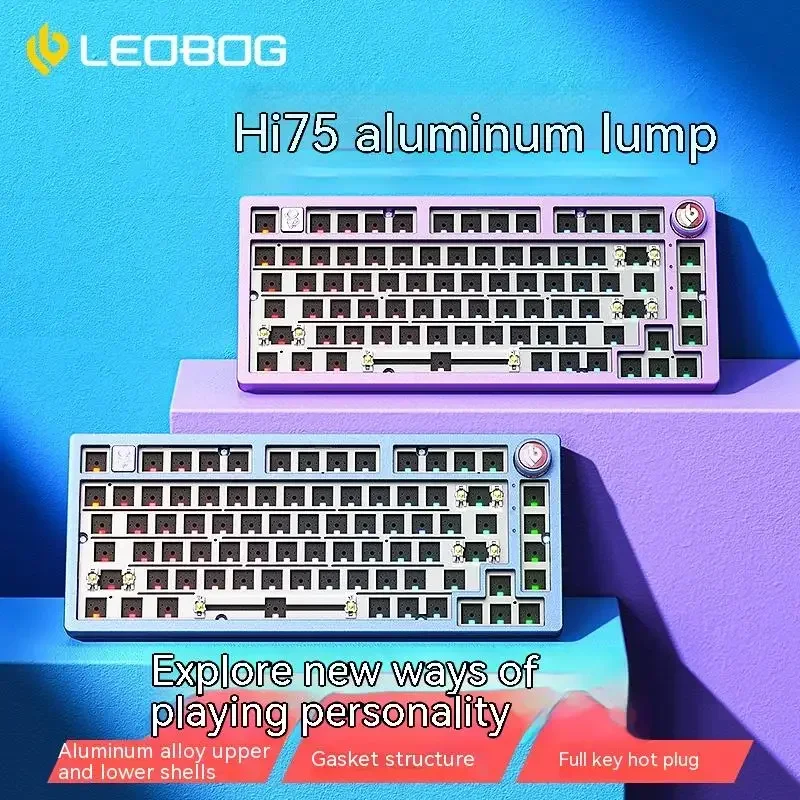 Фото Набор для клавиатуры LEOBOG Hi75, механическая клавиатура с алюминиевыми кусками, 75% раскладка, с прокладкой, горячая пробка, проводная, Игровая клавиатура на заказ, «сделай сам» №2