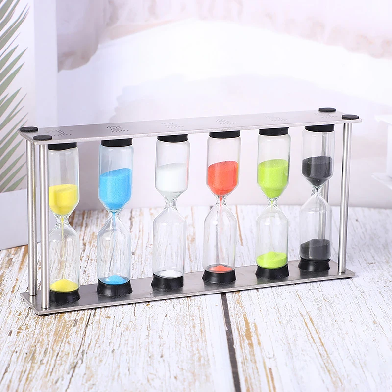 

Nordic Style Creative Metal Stainless Steel Glass Hourglass Timer 1/2/3/4/5/6 Minutes Modern Art Craftwork Desk Decor Accessory