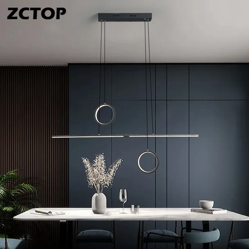 

Modern LED Pendant Lights For Dining Room Lustre Black Gold Painted Hanging new Ceiling Lamp Dimmable Fixture Decor Chandeliers