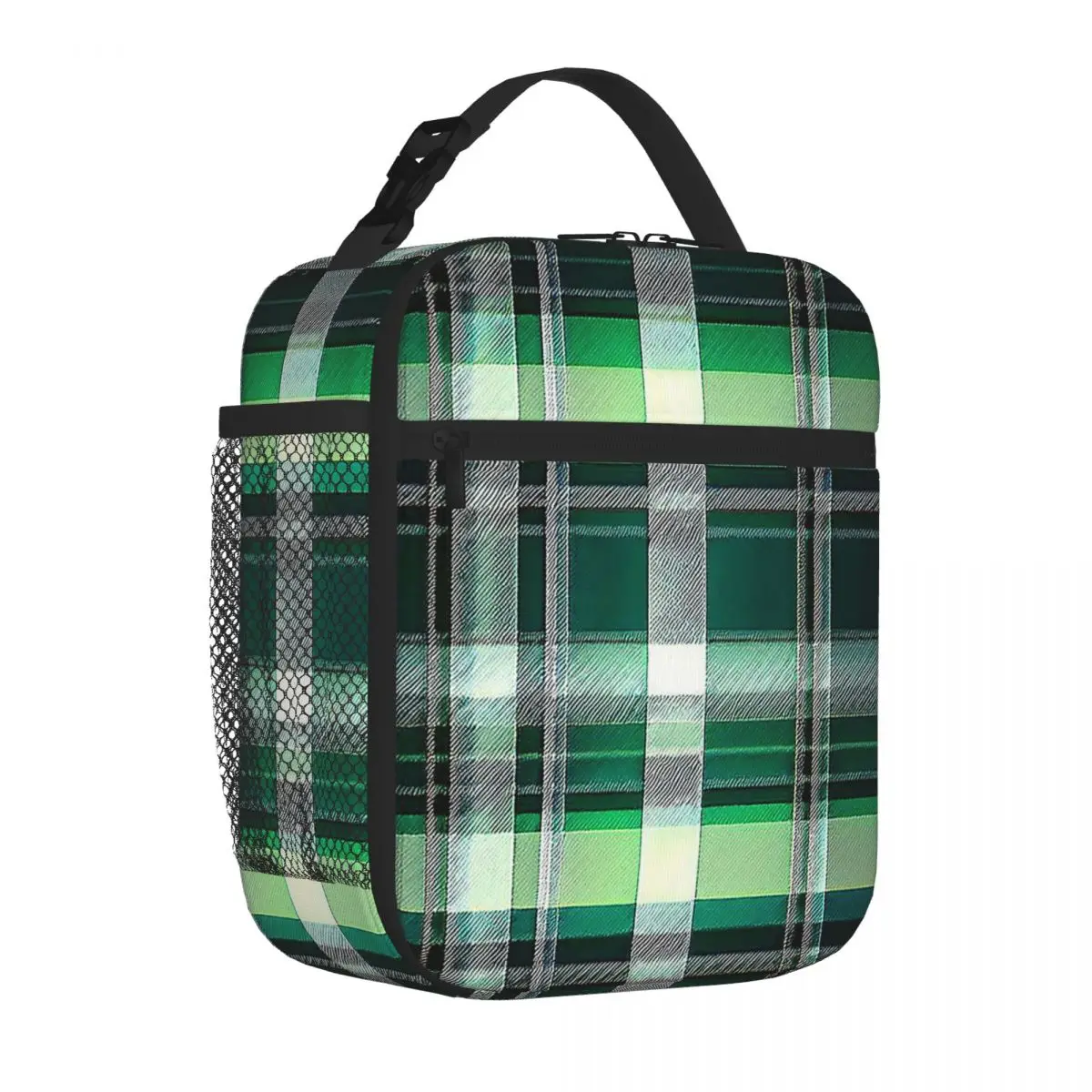 

Green Tartan 4 Insulated Lunch Bags Thermal Bag Lunch Boxes Cooler Thermal Lunch Box Lunch Tote Bag for Woman Student School