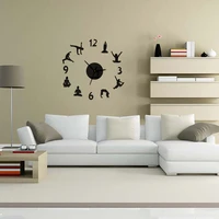 2021 creative yoga 3d wall clock sticker modern design silent quartz clocks fashion watches mirror sticker diy living room decor