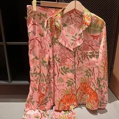 

Tiger Pajamas Women's Summer Ice Silk Pyjamas Long-sleeved Pajamas Summer Women's Thin Home Clothes Silk Satin Sleepwear