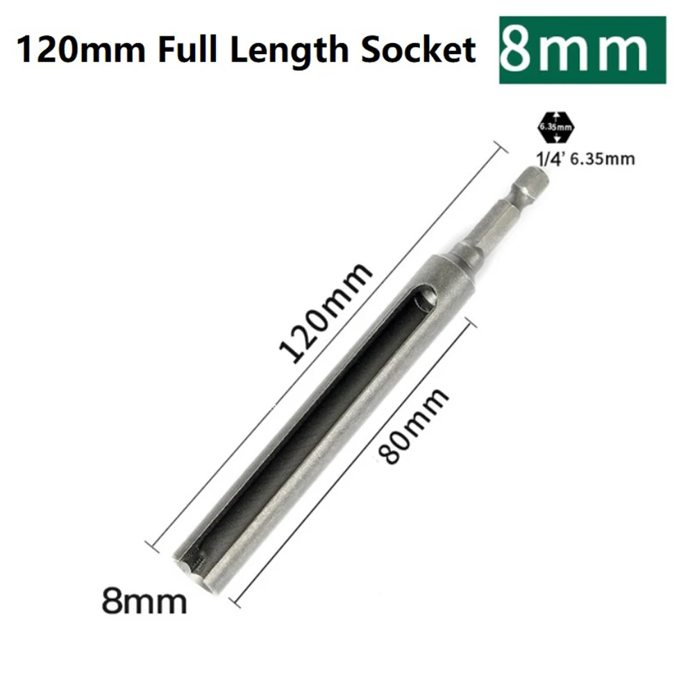 

8-19MM Nut Driver 1/4inch Quick-Change Hex Shank Slotted Drill Bit Socket Wrench Tool 120mm Length Nut Driver Socket Tool