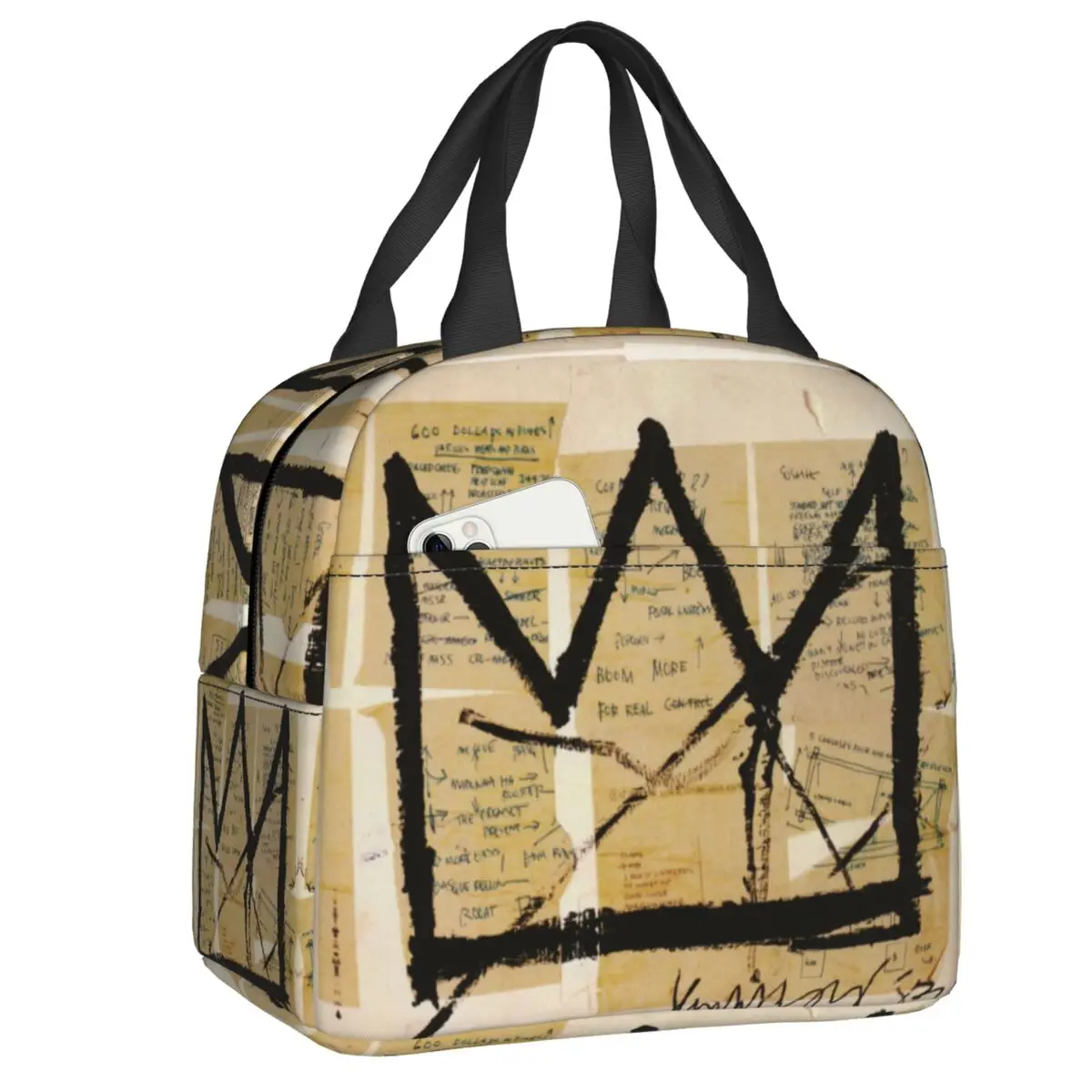 

Basquiats Crown, художественная сумка для ланча с граффити, Женский многоразовый Термоизолированный Ланч-бокс для школы, работы, хранения пикника, сумки-тоуты для еды