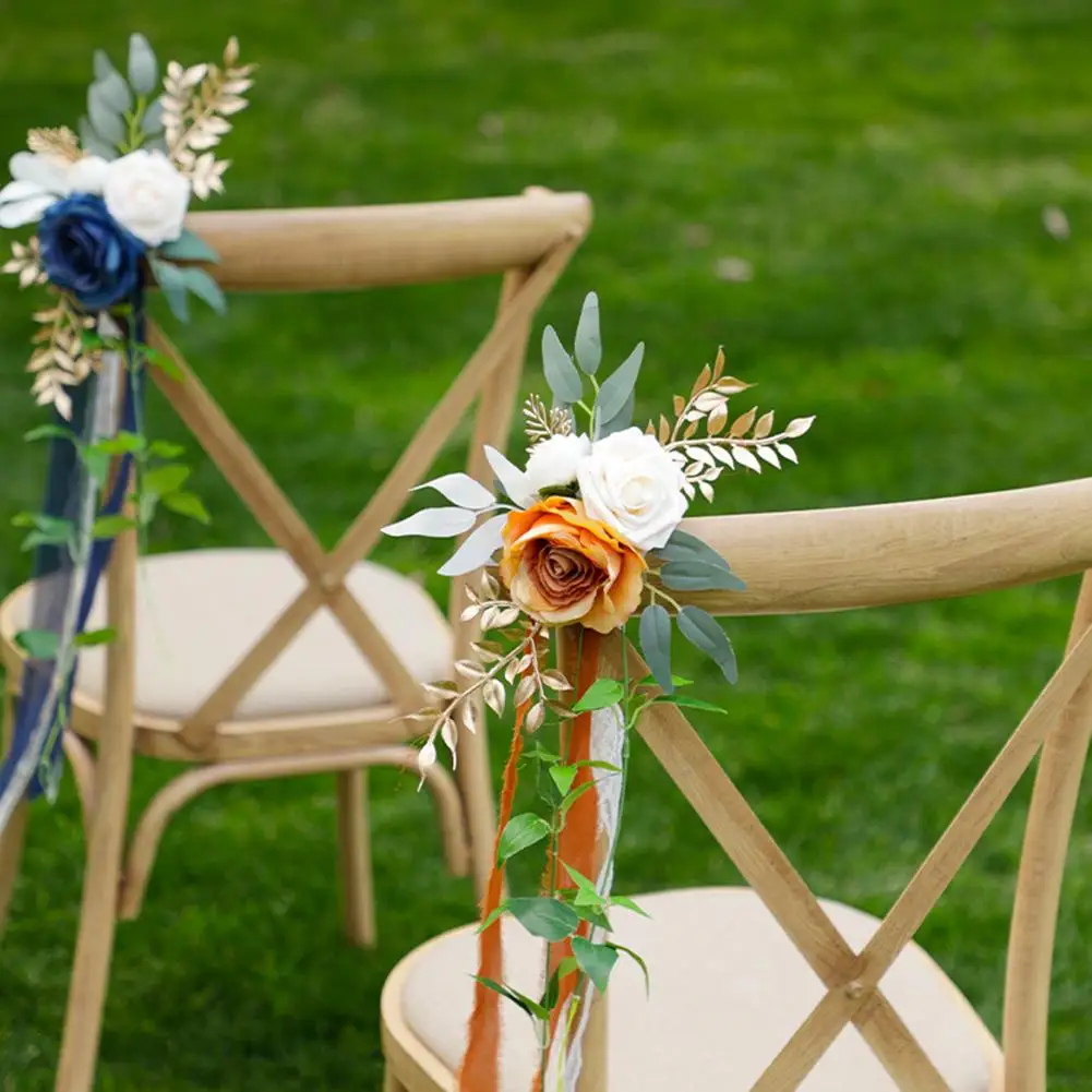 

[ NEW ARRIVALS ] Artificial Simulated Roses Chair Back Flower Multi-color For Outdoor Wedding Party Venue Decoration
