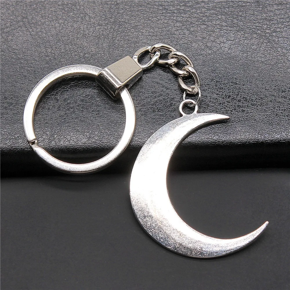 Сувениры, подарок, мужской брелок, 2 цвета, 42x43 мм, подвеска в виде Луны, брелок «сделай сам», металлический держатель, цепочка