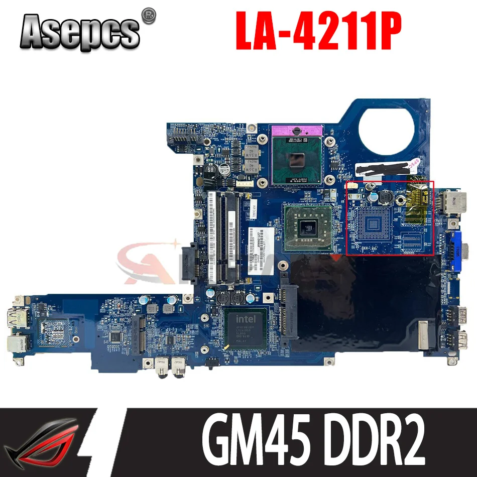 

Laptop motherboard For LENOVO Ideapad G430 Mainboard LA-4211P GM45 DDR2 tesed