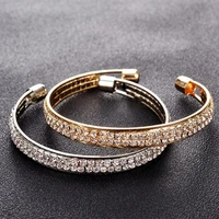 elegant rhinestone open bangles charm bracelets wristband luxury crystal cuff bracelet for women bride wedding jewelry gifts