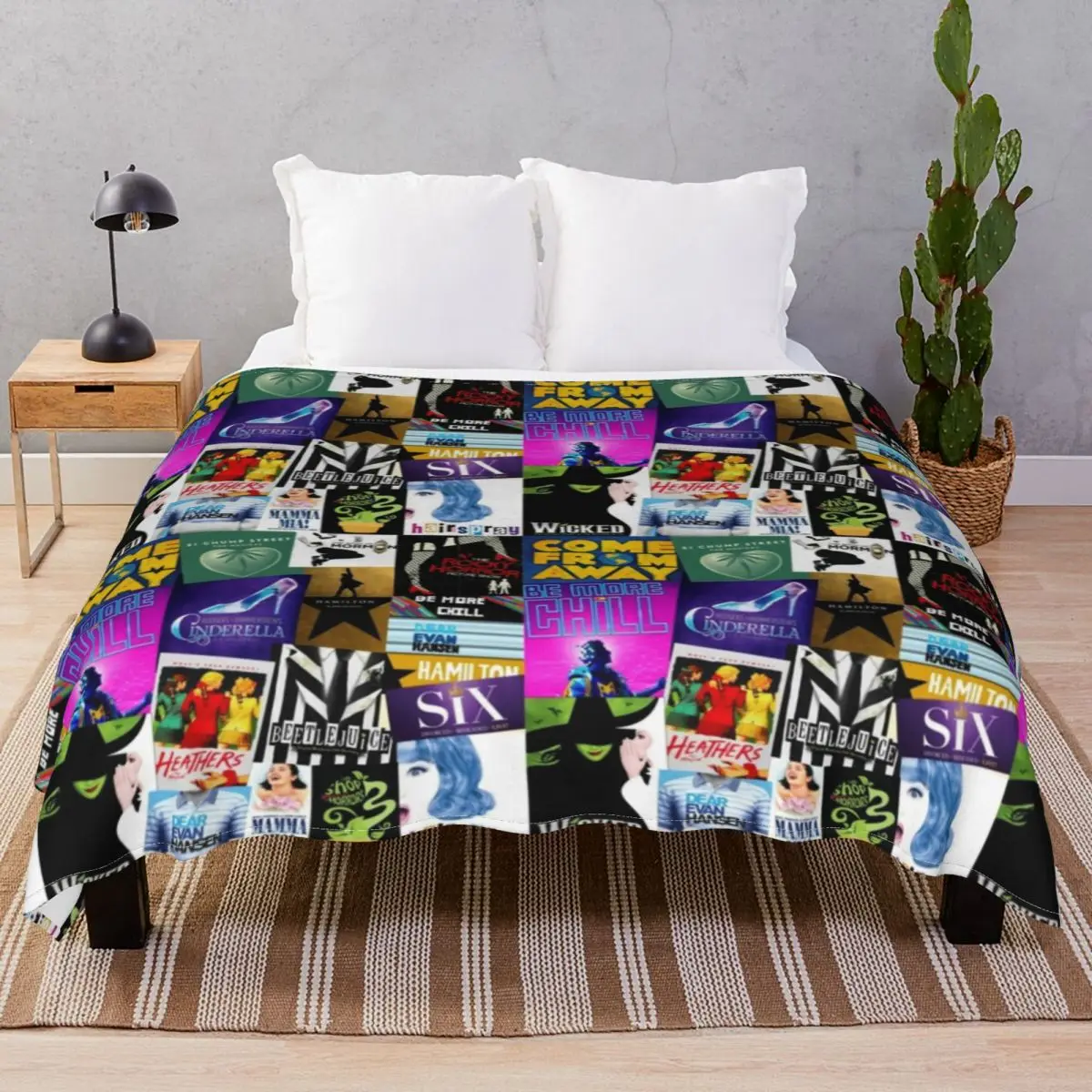 Musicals Collage Blankets Coral Fleece Plush Decoration Multifunction Unisex Throw Blanket for Bed Home Couch Camp Office