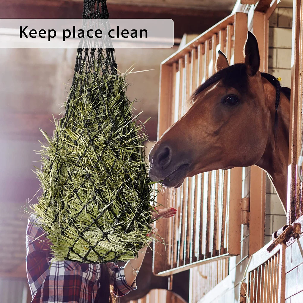 

2 Pieces Hay Bag Animal Feeder Feeding Net 2x2inch Hole Fodder Supply