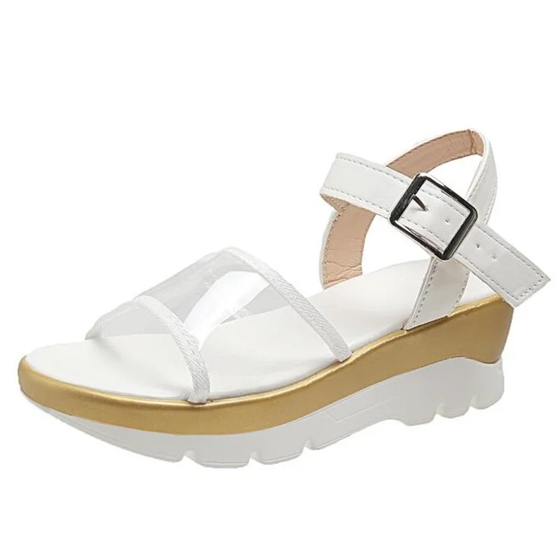 Large women's sandals new fashion thick-soled buckle four seasons with comfortable breathable casual sandals women's slippers