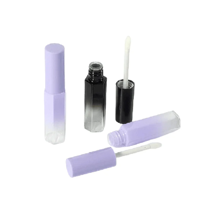 

Hexagon Shape 10ml Lip Gloss Tubes Gradient Purple Black Lip Glaze Bottle Private Label Women Cosmetic Lipgloss Containers 50pcs