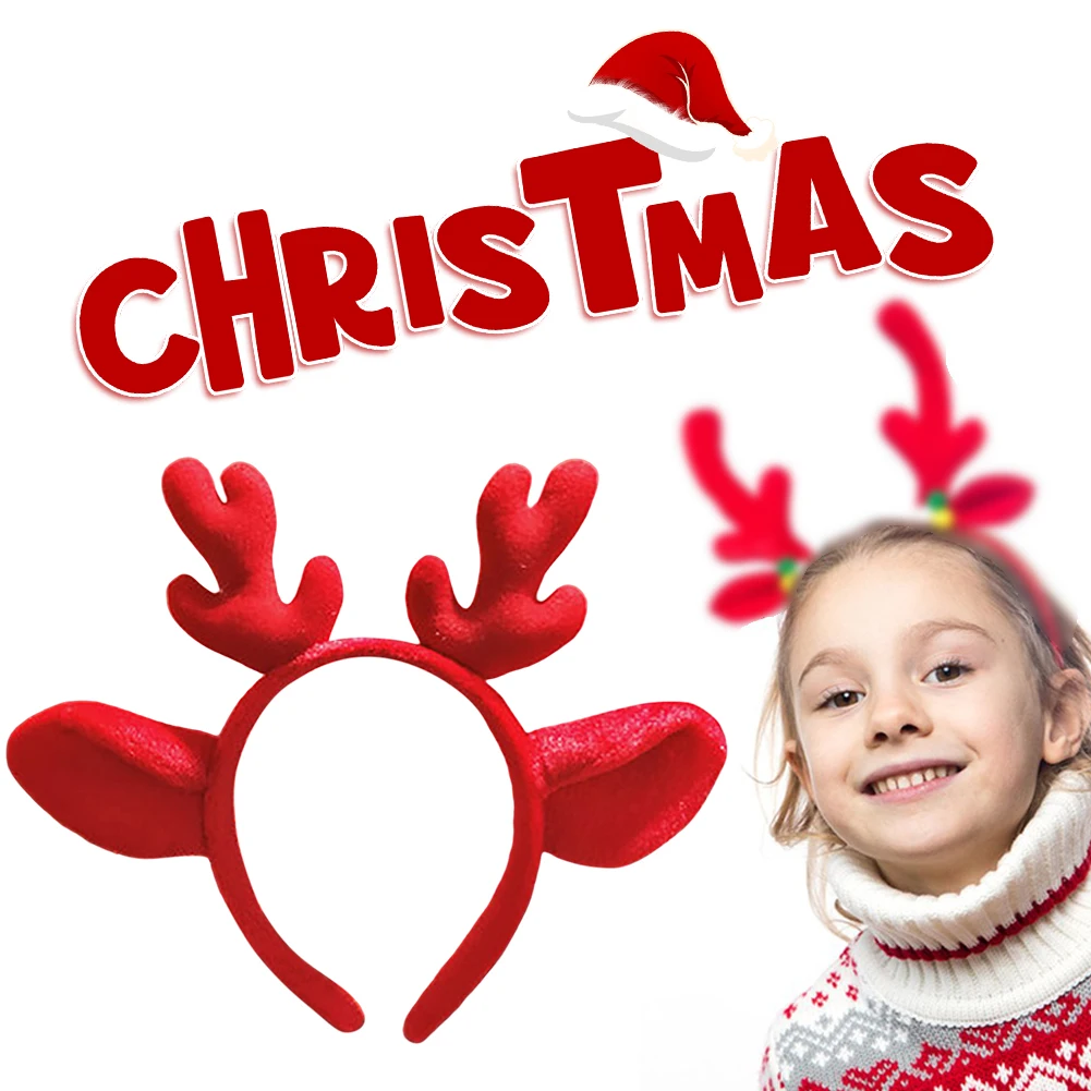 Рождественская повязка на голову милая с рогами оленя рождественские аксессуары