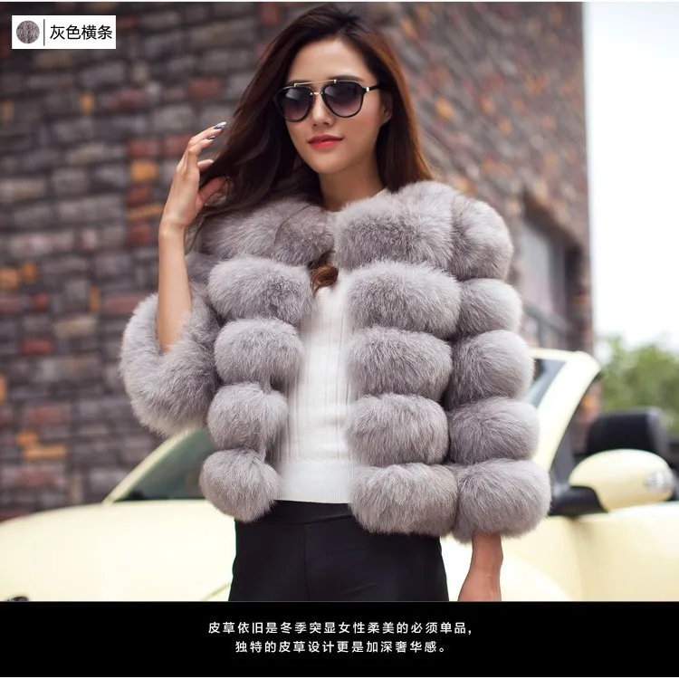 Autumn Winter Women's New Imitation Fox Fur Slim Coat Short Splicing New Imitation Fur Coat Female Large Size 4XL Wholesale