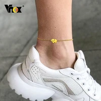 vnox 2022 new fashion cute elephant anklet for women gold color stainess steel satellite chain ankletsbeach barefoot gift