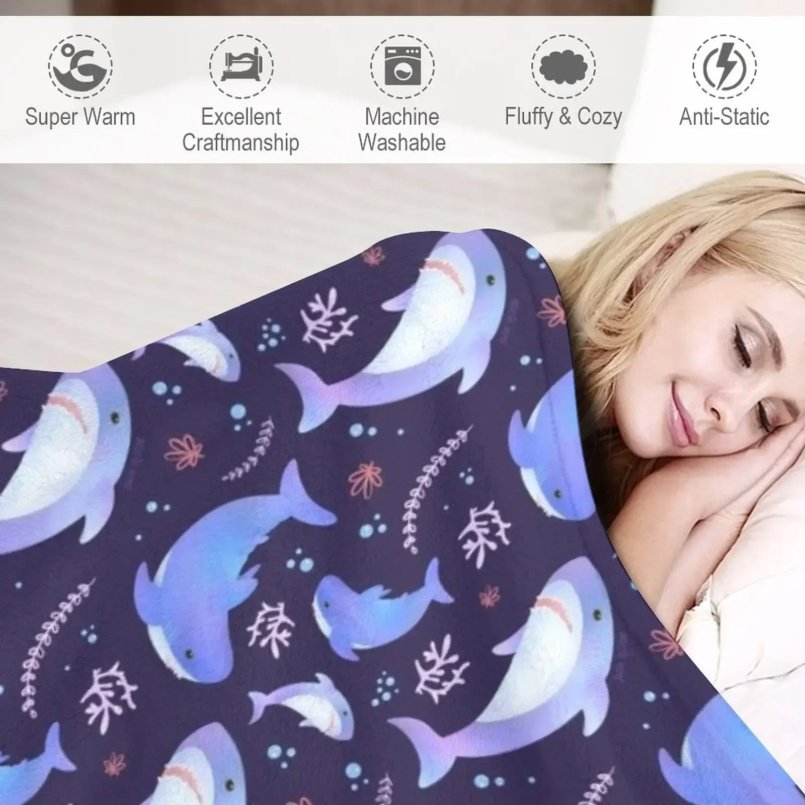 Одеяло Brucie Blahaj с рисунком под морем термоодеяло в стиле аниме одеяла для