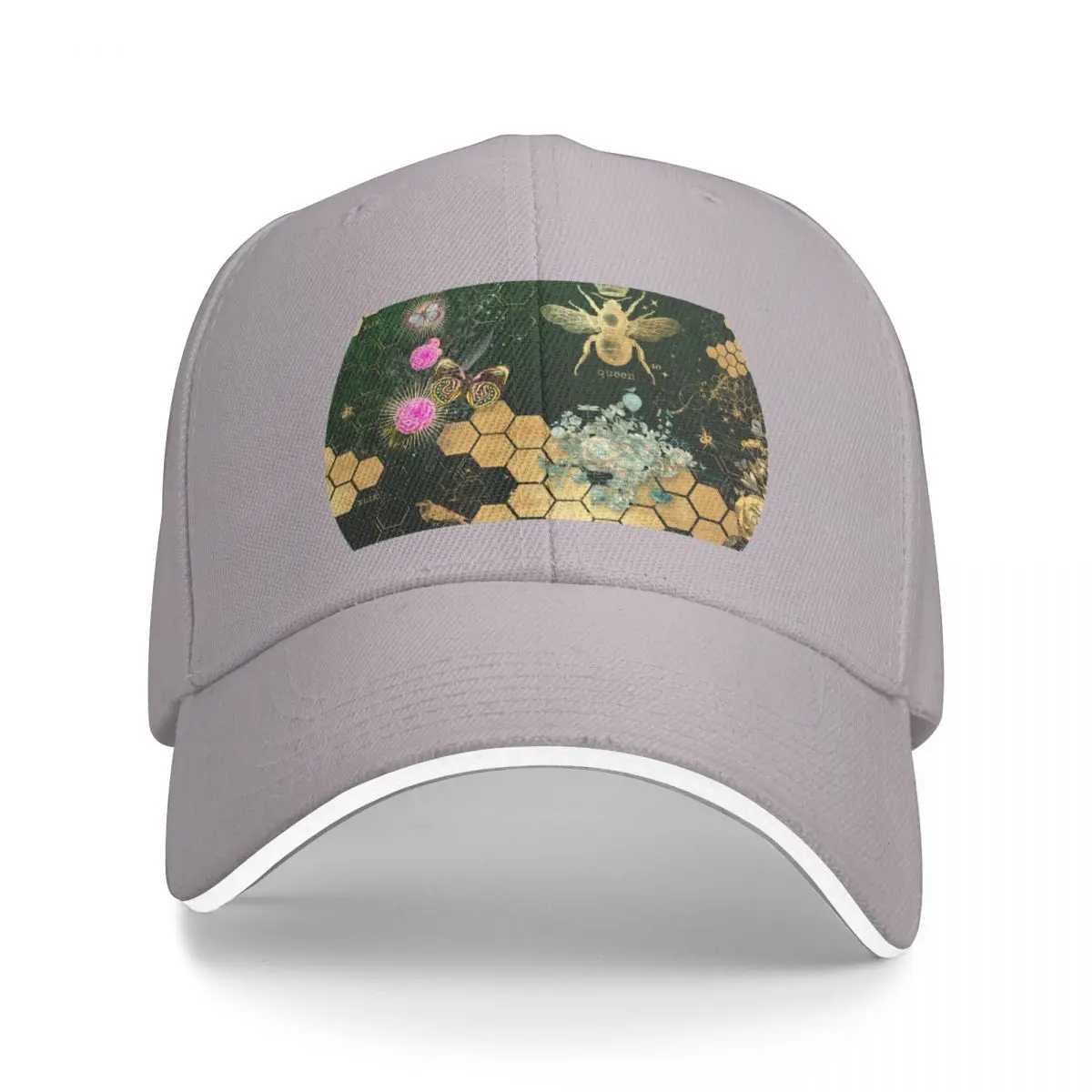 

New French chic, floral, bee ,collage, French chic, bee,floral,gold foil, belle epoque,art nouveau,green Baseball Cap Golf