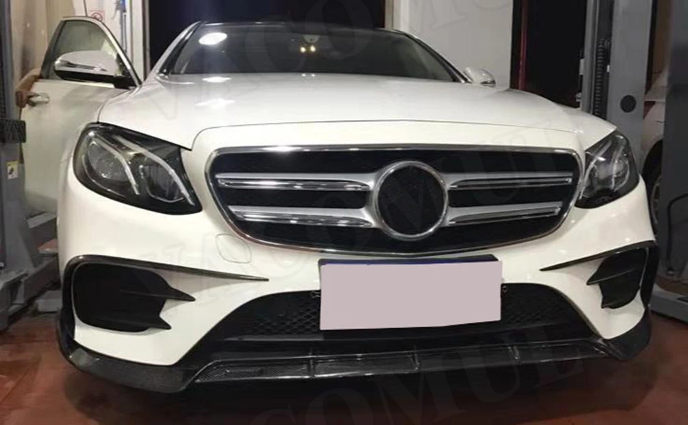 

Передний спойлер для губ из углеродного волокна класса E для Mercedes Benz W213 E200 E260 E300 E400 E43 AMG Sport 2017 + Стайлинг автомобиля в стиле