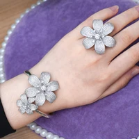 soramoore new luxury bangle ring jewelry set big flowers fashion shinning noble for women bridal wedding engagement accessories