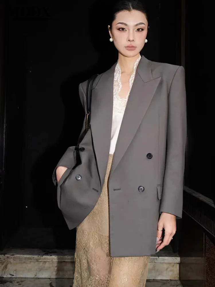 [MODX] Усовершенствованный серый свободный модный универсальный пиджак с длинными