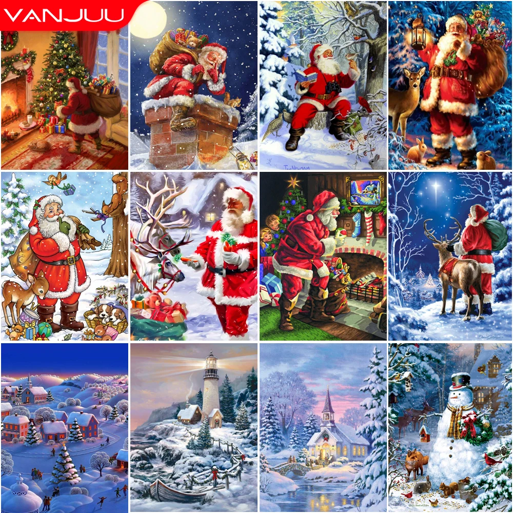 

Christmas 5D Diamond Painting Santa Claus Elk DIY Diamond Painting Art Mosaic Full Drill Diamond Embroidery Painting Home Decor
