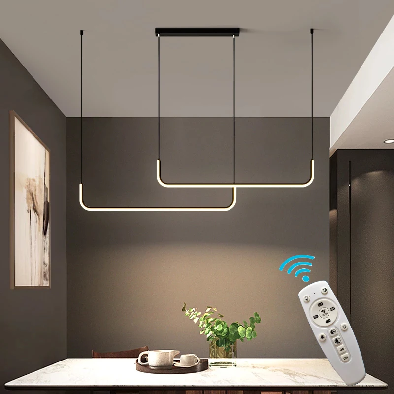 

Modern Ceiling Chandelier Black Gold Lustre Long Pendant Lamp Indoor Home Decoration Room Dining Table Kitchen Led Light Fixture