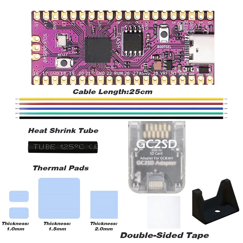 

For Raspberry Picoboot Board Kit+GC2SD Card Reader RP2040 Dual-Core 264KB SRAM+16MB Flash RAM For Gamecube Game Console