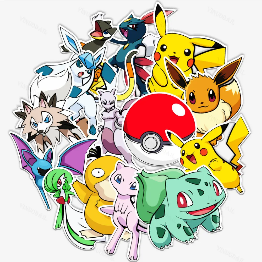 

100pcs Pokemon Cartoon Sticker Kawaii DIY Laptop Notebook Skateboard Phone Waterproof Vinyl Cute Anime Stickers Kid Gift