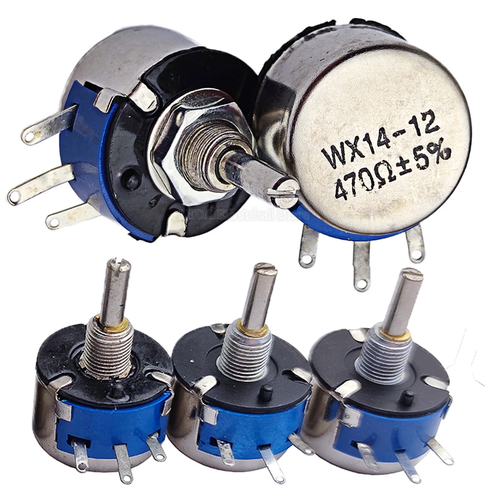 

5Pcs WX14-12 3W Single Coil Wound Potentiometer Without Locking 470 Ohm 1K 2K2 4K7 10K Lap Wirewound Potentiometers