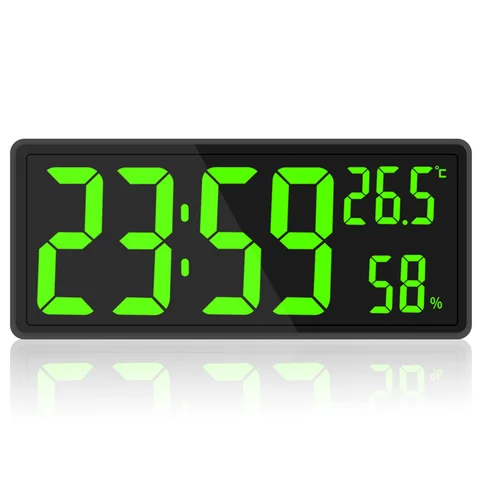 Большие цифровые настенные часы Отображение температуры и влажности ночной режим настольные часы 3 режима отображения 12/24 ч электронный светодиодный часы