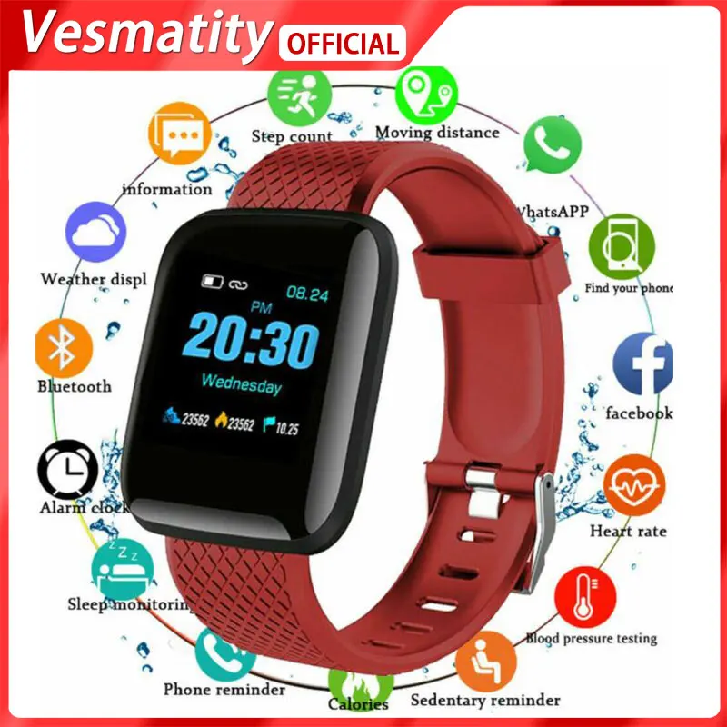 

For Apple Huawei Xiaomi 116Plus Tracker Men's Aerobic Wristband Smart Watch Ladies Waterproof Screen Touch Operation Heart Rate