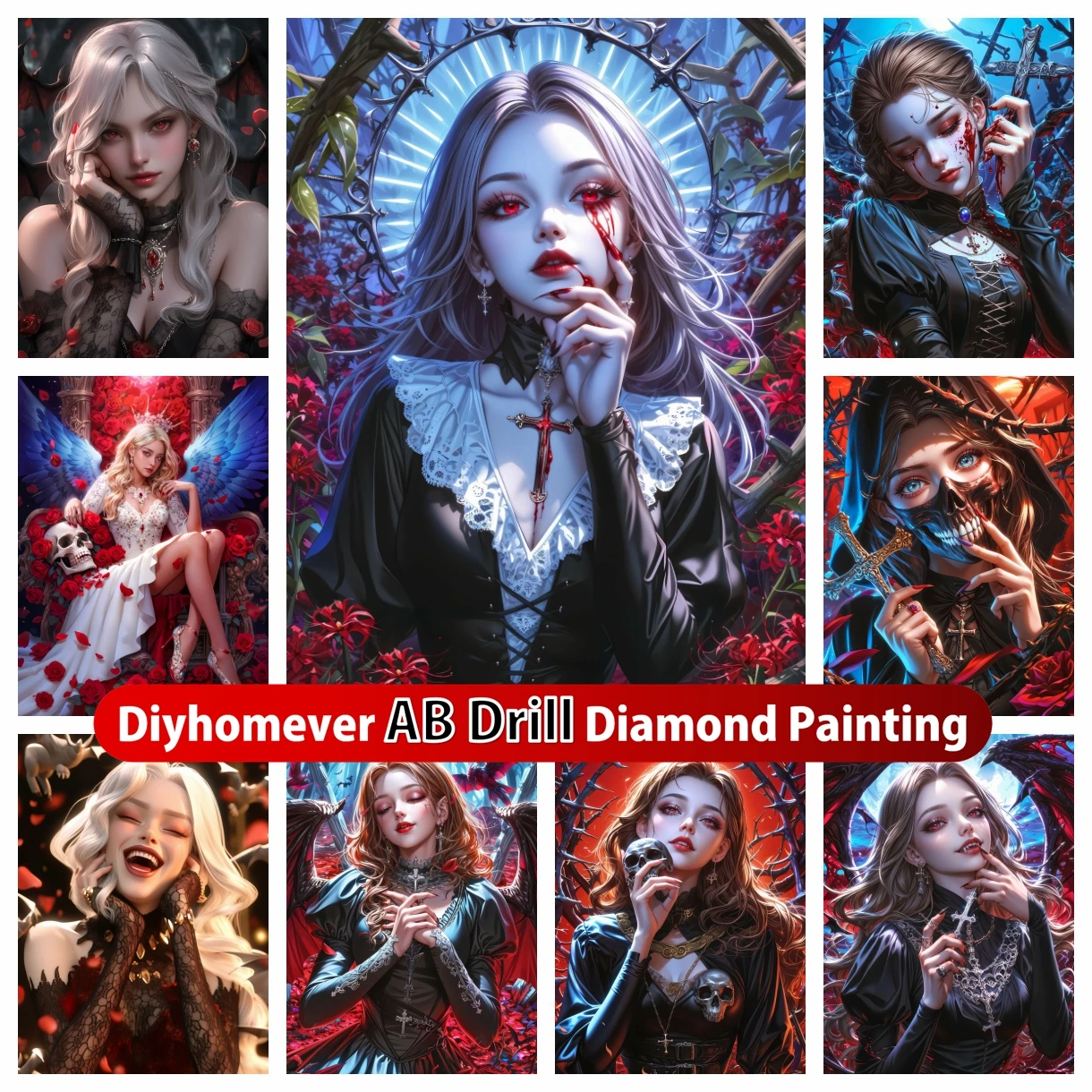 Вампир ведьма 5D DIY AB алмазная живопись вышивка крестиком готическая темная