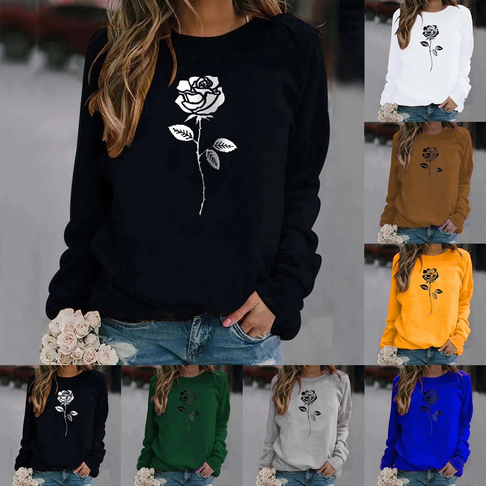 

Womens Print O Neck Sweatshirt Round Neck Fit Pullover Tops Casual Long Sleeve Workout Shirts Loose Blouse Ladies Sweatshirts