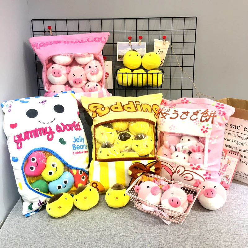 

Big Bag of Short Plush PP Cotton Plush Toys Chicken Pudding Cherry Blossom Powder Rabbit Snacks Pig Plush Pillow Birthday Gifts