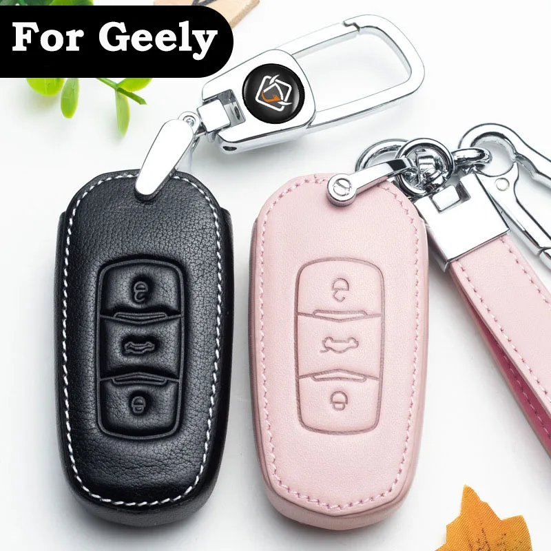 

Leather Car Remote Key Case Cover For Geely Atlas Boyue NL3 EX7 Emgrand X7 GS X6 EC7 Azkarra FY11 Pro SUV GT GC9 Borui 2019-2020