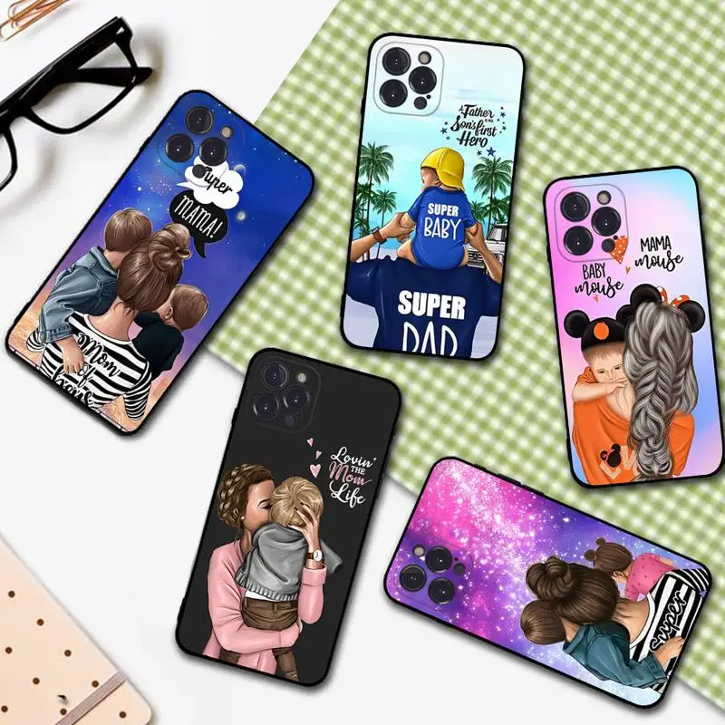 

Family Children Boys And Girls Phone Case For iPhone 14 13 12 Mini 11 Pro XS Max X XR SE 6 7 8 Plus Soft Silicone Cover