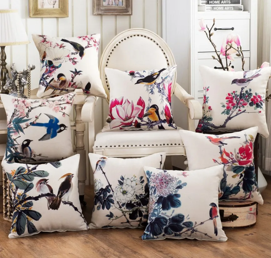 

Наволочка для подушки из хлопка и льна, 45x45 см