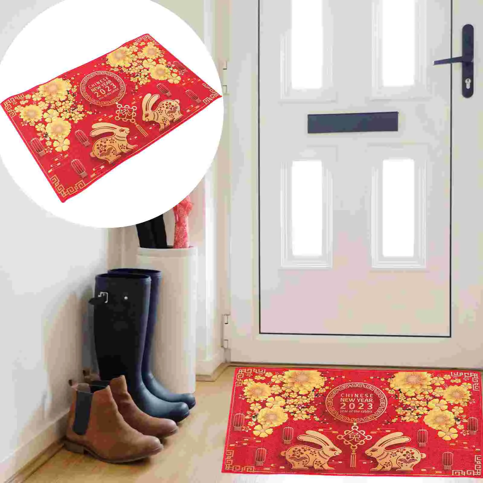 

Mat Rug Year Door Floor New Doormat Bunny Front Rabbit Entrance Indoor Entryway Rugs Carpet Entry Mats Bath Welcome Area Outdoor