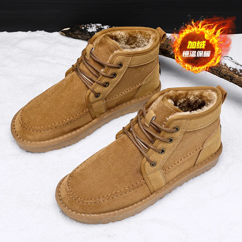 

Fujeak Men's Boots New Men Snow Boots Non-Slip Shoes For Men Casual Fashion Ankle Boots Male Warm Winter Walking Unisex Shoes