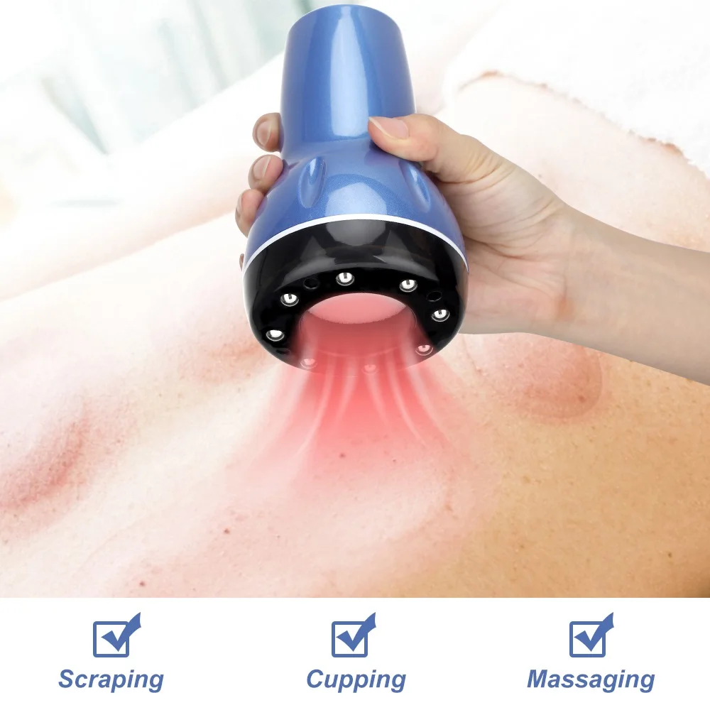 

9 Levels Hand-Held Electric Scrape Instrument Manual Scarper Guasha Cupping Therapy Massager Slim Heat Negative Pressure
