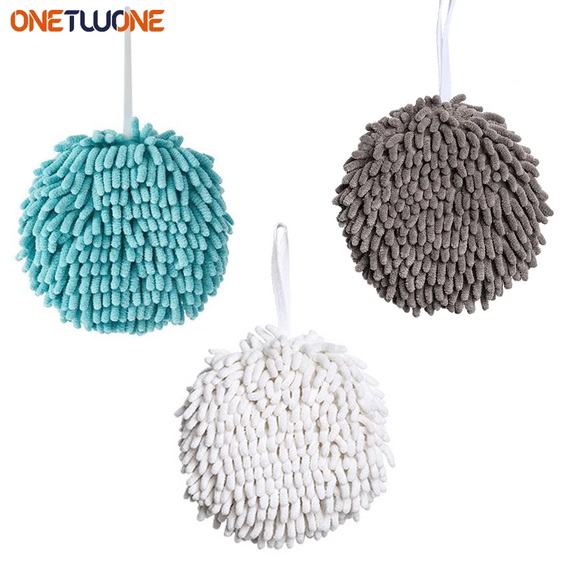 

3Pcs Chenille Hand Towels Microfiber Towel Balls Quick Dry Soft Absorbent Wipe Cloth Soft Sponge Bathroom Kitchen Accessories