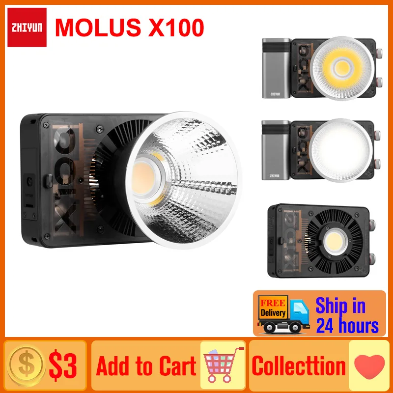 

Zhiyun MOLUS X100 светодиодный видео светильник фотография светильник ing Fill светильник для фото студия видео Youtube/наружная съемка