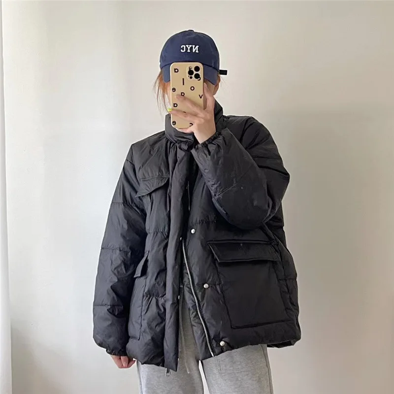 DEODAR Down Jacket New Women's Light Stand Collar Short Warm Big Pocket Bread Coat Windproof Casual Fashion Ladies Clothes