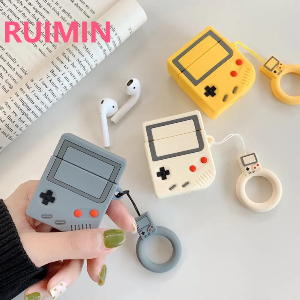 Купи 3D Retro Cute Design Earphone Cases for Apple Airpods 1 2 3 Cartoon Machine Protective Cover For air pods Pro with Finger Ring за 190 рублей в магазине AliExpress