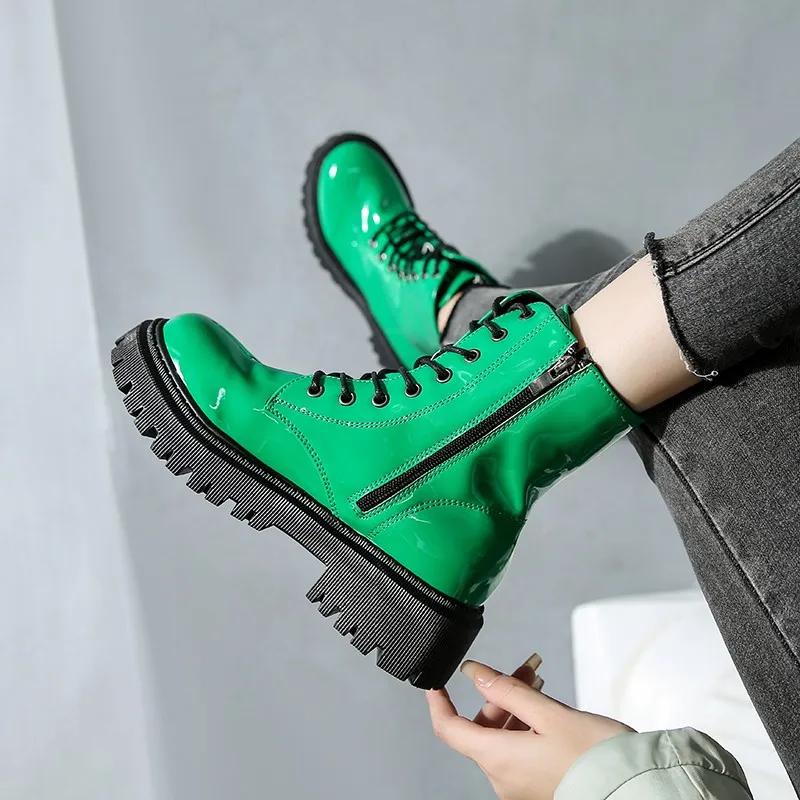 

Женские ботинки на шнуровке, однотонные ботинки с круглым носком, на молнии, на низком каблуке, на зиму, 2023