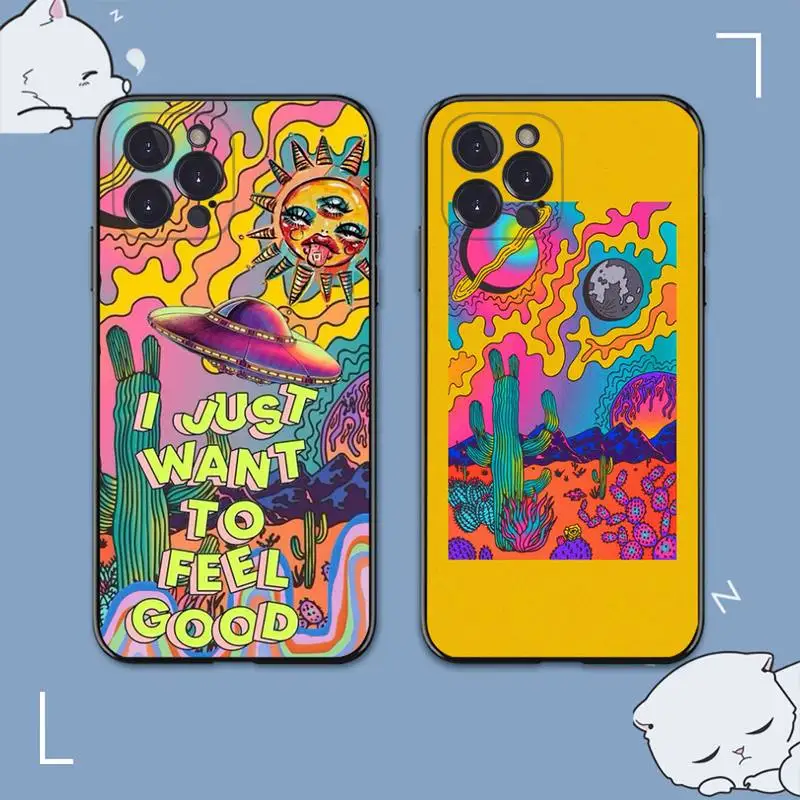 

Colourful Psychedelic Phone Case For iPhone 13 Pro MAX 14 11 12 Mini X XS XR 6 7 8 Plus SE 2020 Soft TPU Cover