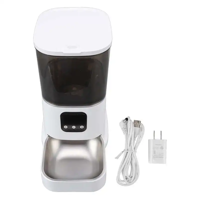 

Automatic Cat Feeder Auto Dog Food Dispenser Smartphone WIFI Remote Control 6L White and Black for Pets for Dogs