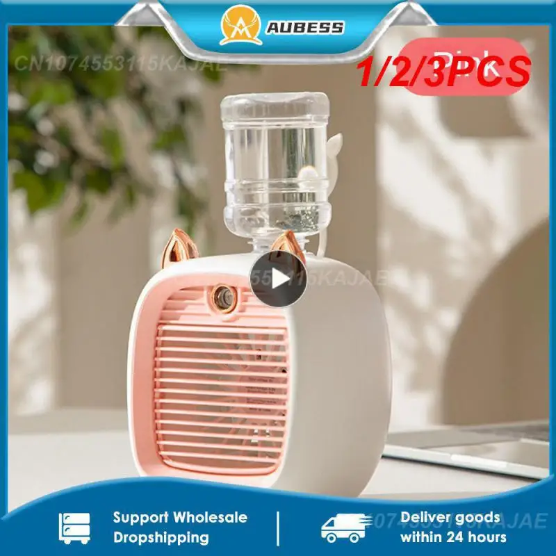 

1/2/3PCS 2400mAh Mini Air Conditioner Portable Desktop Fan Humidifier Purifier 3 Speed 2 Mode Spray USB Table Fan Car Home